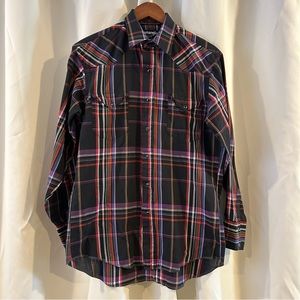 Wrangler‎ Pearl Snap Cowboy Cut X-Long Tails Shirt Regular Fit Size 15/2-33